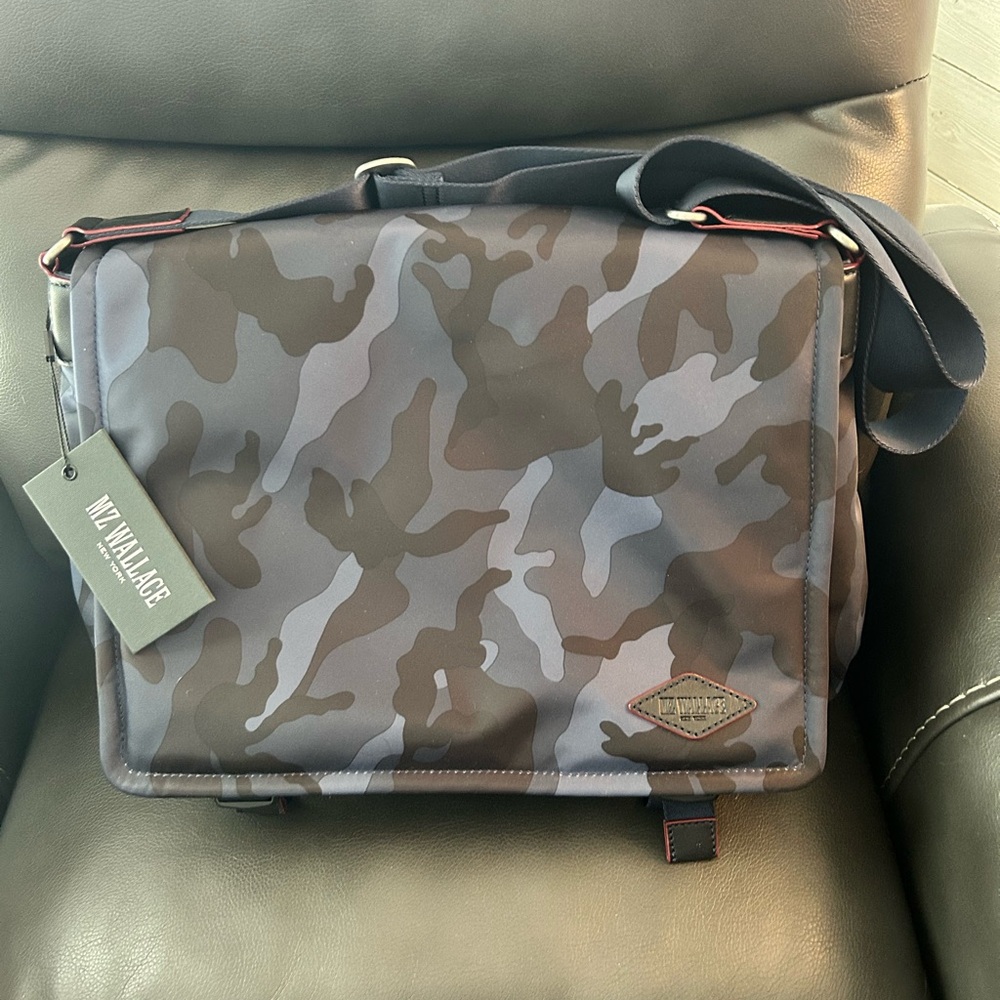 Blue Camouflage Messenger Bag by MZ Wallace